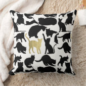 黒い金ゴールド猫 クッション (ブランケット)