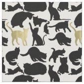 黒い金ゴールド猫 ファブリック (クローズアップ)