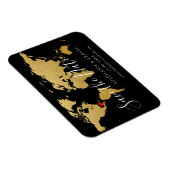 黒い金ゴールド目的地のウェディングマップ日付を保存 マグネット (右側)