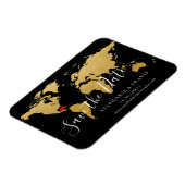 黒い金ゴールド目的地のウェディングマップ日付を保存 マグネット (左側)