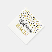 黒い金ゴールド紙吹雪ウェルカムバック スタンダードカクテルナプキン (角)