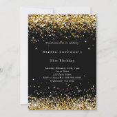 黒い金ゴールド紙吹雪写真コラージュ誕生日 招待状 (正面)