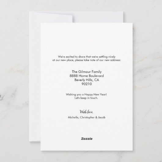 黒い金ゴールド紙吹雪家族の写真新年の新居 シーズンカード (裏面)