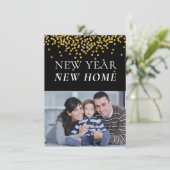 黒い金ゴールド紙吹雪家族の写真新年の新居 シーズンカード (スタンド正面)