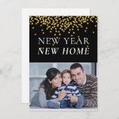 黒い金ゴールド紙吹雪家族の写真新年の新居 シーズンカード (正面/裏面)