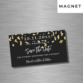 黒い金ゴールド紙吹雪誕生日は日付マグネットを保存