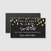 黒い金ゴールド紙吹雪誕生日は日付マグネットを保存 (正面/裏面)