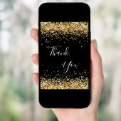 黒い金ゴールド紙吹雪誕生日サンキューカード 招待状