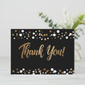 黒い金ゴールド紙吹雪50歳の誕生日カスタム写真 サンキューカード (スタンド正面)