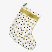 黒い金ゴールド紙吹雪 ラージクリスマスストッキング (正面 (吊り時))