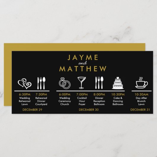 黒い金ゴールド結婚のタイムラインへようこそバッグ注 (正面/裏面)