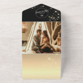 黒い金ゴールド結婚の天空の招待状 オールインワン招待状 (外側)