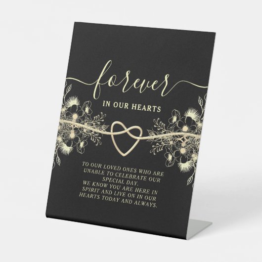 黒い金ゴールド結婚の記念表記号 台座サイン (正面)