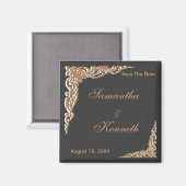 黒い金ゴールド結婚式招待状 マグネット (正面/裏面)
