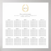 黒い金ゴールド結婚楕円の15テーブル座席表 ポスター (正面)