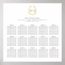 黒い金ゴールド結婚楕円の15テーブル座席表