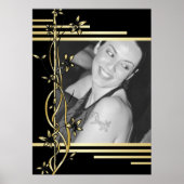 黒い金ゴールド縁どポートレート写真 ポスター (正面)