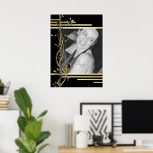 黒い金ゴールド縁どポートレート写真 ポスター (ホームオフィス)