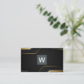 黒い金ゴールド背景 | モノグラムクラシック 名刺 (スタンド正面)