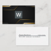 黒い金ゴールド背景 | モノグラムクラシック 名刺 (正面/裏面)