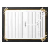 黒い金ゴールド葉レシピバインダーメモ帳 ノートパッド (正面)