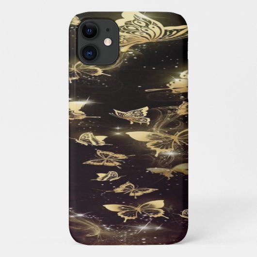 黒い金ゴールド蝶のケースメイトがほとんど存在しない Case-Mate iPhoneケース (裏面)