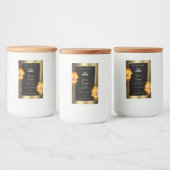 黒い金ゴールド製品ラベルリーフィオレンジ色のバラロゴ フードラベル (ボトル)