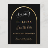 黒い金ゴールド誕生日は日付カードを保存 (正面)