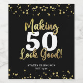 黒い金ゴールド誕生日AGEが良く見える ワインラベル (シングルラベル)