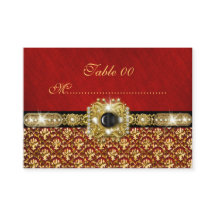 黒い金ゴールド赤いダマスク"テーブル結婚番号"