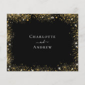 黒い金ゴールド輝くバジェット結婚式RSVP (裏面)