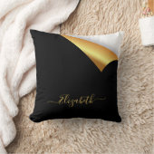 黒い金ゴールド遠くにのモダン涙エレガントの名前 クッション (ブランケット)