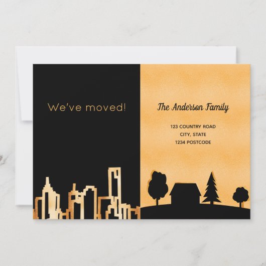 黒い金ゴールド都市の国の移動発表 案内状 (正面)