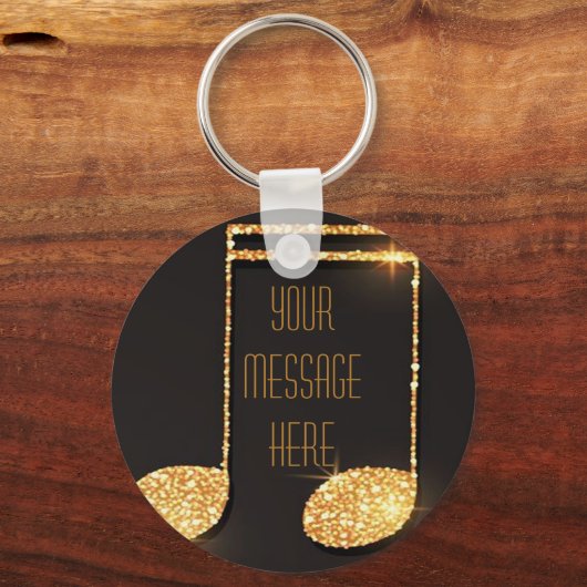 黒い金ゴールド音楽ノートのモノグラム名 キーホルダー (裏面)