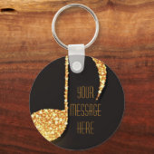 黒い金ゴールド音楽ノートのモノグラム名 キーホルダー (裏面)