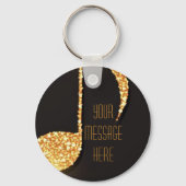 黒い金ゴールド音楽ノートのモノグラム名 キーホルダー (裏面)