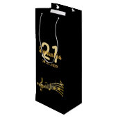 黒い金ゴールド音符の名前の誕生日 ワインギフトバッグ (裏面アングル)