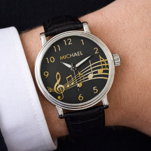 黒い金ゴールド音符の名前 腕時計