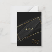 黒い金ゴールド額縁の結婚式招待状テンプレート ノートカード (裏面)