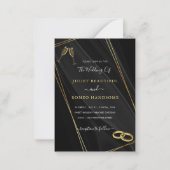 黒い金ゴールド額縁の結婚式招待状テンプレート ノートカード (正面)