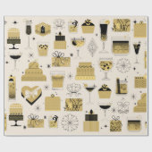 黒い金ゴールド黄色の幾何学的スタイル誕生日 ラッピングペーパー (フラット)