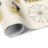 黒い金ゴールド黄色の幾何学的スタイル誕生日 ラッピングペーパー (ロールコーナー)