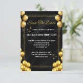 黒い金ゴールド50誕生日日付の保存招待状 招待状 (スタンド正面)