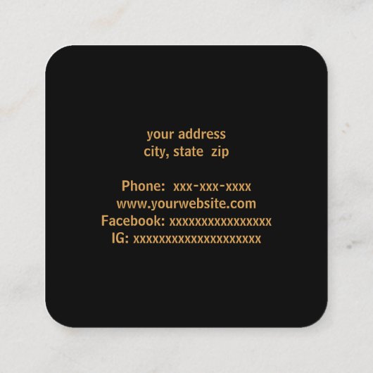 黒い金ゴールド スクエア名刺 (裏面)