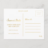 黒い金ゴールド・スクリプトのフォト・カードの保存 案内ポストカード (裏面)