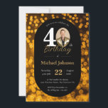 黒い金ゴールド《写真》ぼけ味写真40th Birthday 招待状<br><div class="desc">黒い金ゴールド《写真》ぼけ味写真40th誕生日招待状。私たちのマイルストーンの誕生日の招待デザインで時代を超えたエレガンスの世界に足を踏み入れ、洗練とパーソナライズの完璧な融合。金ゴールドとブラックのクラシックの組み合わせは、洗練されたトーンを設定し、控えめな贅沢な雰囲気を作り出す。お祝いの雰囲気を高めるカスタムことは、シームレスに統合された写真であり、大切な思い出を招待の中心に置くことができる。魅力的な《写真》ぼけ味ライトを背景に、このデザインは見事なディスプレイでお祝いの本質を捉える。金ゴールドとブラックの魅力がつながりtouchの暖かさと《写真》ぼけ味の光の魅惑的な輝きを満たし、他にはない画期的なお祝いを約束するエレガンスとパーソナルな夕べのために私たちと一緒にカスタム。</div>