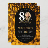 黒い金ゴールド《写真》ぼけ味写真80番目の誕生日招待状 招待状 (正面/裏面)