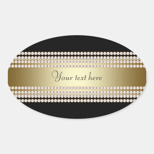 黒い金ゴールド 楕円形シール (正面)