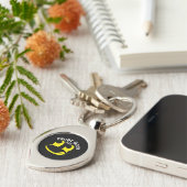黒い金属に黄色いスマイル Funny Yellow Smiley Face キーホルダー (側面)