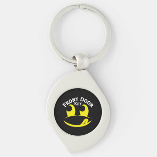 黒い金属に黄色いスマイル Funny Yellow Smiley Face キーホルダー